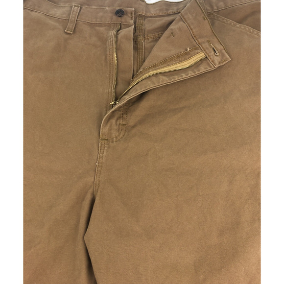 Wrangler Rustler Men's Carpenter Shorts Size 46 Loose Fit Canvas Denim Brown - Picture 8 of 16